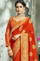 Trendy Orange Art silk saree