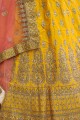 Fascinating Yellow Satin and silk Lehenga Choli