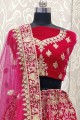 Rani pink Velvet Bridal Lehenga Choli