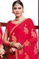 Adorable Crimson red Chiffon saree