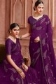 Traditional Purple Chiffon saree