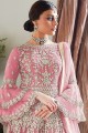 Pink Net Palazzo Suit