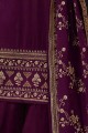 Purple Satin georgette Palazzo Suit