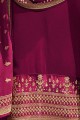 Pink,magenta Satin georgette Palazzo Suit