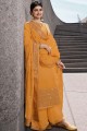 Yellow Satin georgette Palazzo Suit
