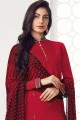 Red Georgette Straight Pant Suit