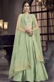Light green Satin Anarkali Suit