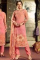 Pink Georgette Straight Pant Suit