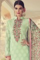 Light green Georgette and jacquard Straight Pant Suit