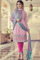 Light pink Georgette and jacquard Straight Pant Suit
