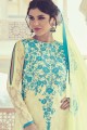 Light yellow Georgette and jacquard Straight Pant Suit