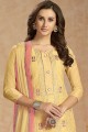 Yellow Cotton Straight Pant Suit