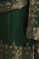 Dark green Satin and silk Palazzo Suit