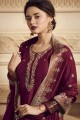 Maroon Satin and silk Palazzo Suit