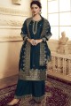Prussian blue Satin and silk Palazzo Suit