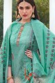 Sea green Cotton and silk Palazzo Suit