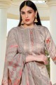Trendy Grey Cotton and silk Palazzo Suit