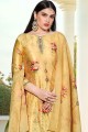 Light yellow Cotton and silk Palazzo Suit