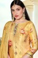 Light yellow Cotton and silk Palazzo Suit