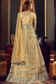 Light yellow Net Anarkali Suit