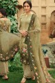 Olive green Crepe Palazzo Suit