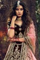 Stunning Dark maroon Velvet Bridal Lehenga Choli