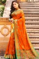 Elegant Orange Art silk Banarasi Saree