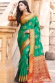 Stylish Sea green Art silk Banarasi Saree