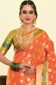 Classy Orange Art silk South Indian Saree