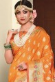 Admirable Orange Art silk South Indian Saree