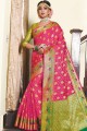 Rani pink Art silk South Indian Saree