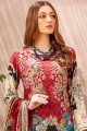 Red Cotton and satin Palazzo Suit
