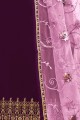 Dark purple Satin georgette Churidar Suit