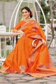 Orange Silk Banarasi Saree