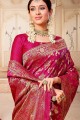 Fascinating Dark pink Silk Banarasi Saree