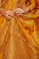 Stylish Musterd yellow Silk Banarasi Saree