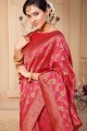 Gorgeous Dark pink Silk Banarasi Saree