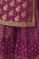 Purple Jacquard and silk Sharara Suit