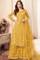 Yellow Jacquard and silk Sharara Suit
