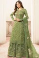 Green Jacquard and silk Sharara Suit