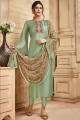 Pastel green Satin and silk Palazzo Suit