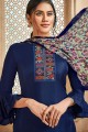 Royal blue Satin and silk Palazzo Suit
