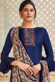 Royal blue Satin and silk Palazzo Suit