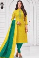Alluring Yellow Silk Churidar Suit