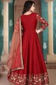 Red Silk Anarkali Suit