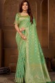 Lovely Light green Jacquard and silk South Indian Saree