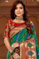 Stunning Multicolor Jacquard and silk South Indian Saree