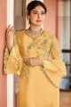 Yellow Satin georgette Straight Pant Suit