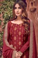 Maroon Jacquard and silk Palazzo Suit