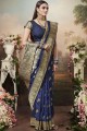 New Royal blue Banarasi raw silk Saree